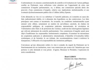 Je fais partie des Sénateurs qui demandent la création d'une commission d'enquête sénatoriale sur l'affaire Jeffrey Epstein